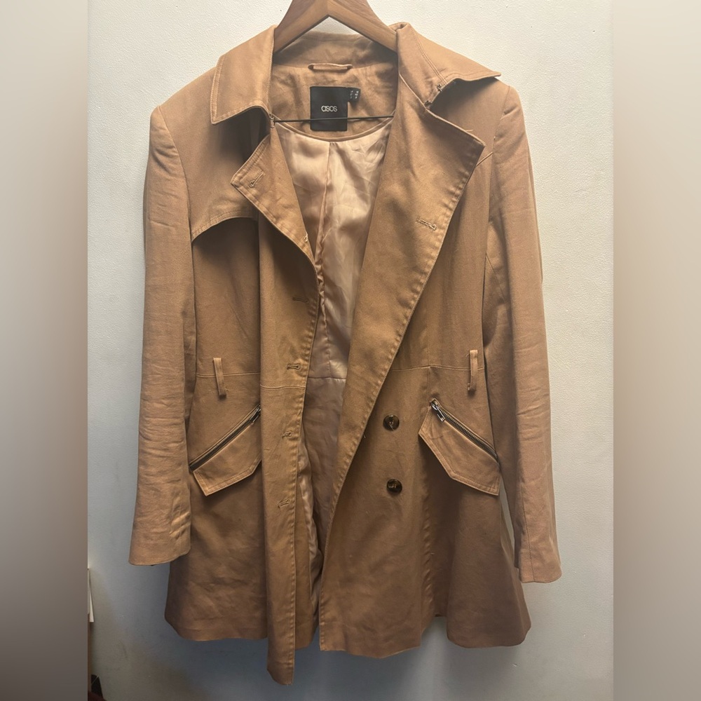 ASOS Camel Trench Coat Women’s Size 8